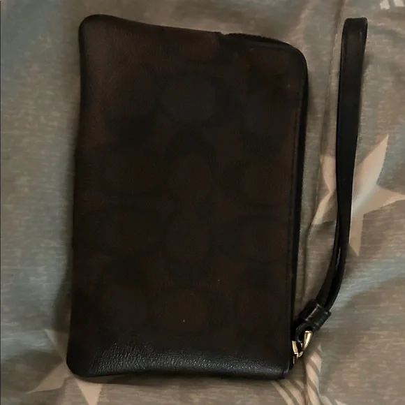 Coach Black and Brown Leather Wristlet - Picture 2 of 4